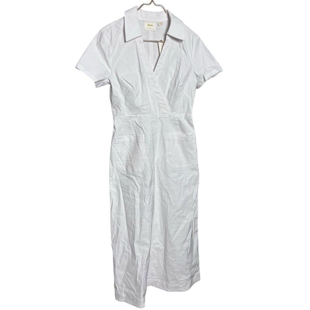 Maeve Anthropologie Colette White‎ Midi Dress Size Small New Coastal (flaws)